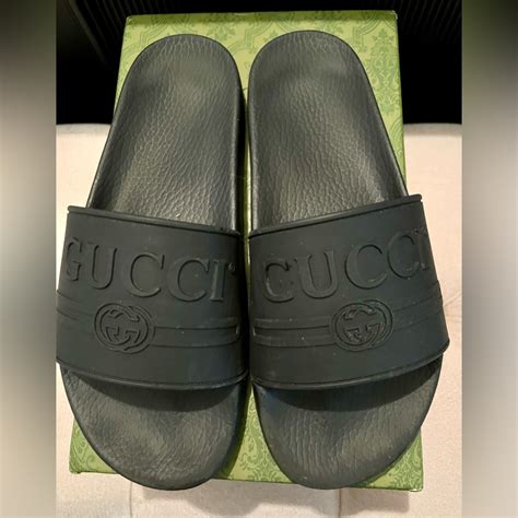 pursuit logo slide sandal gucci|bloomingdale's Gucci slides.